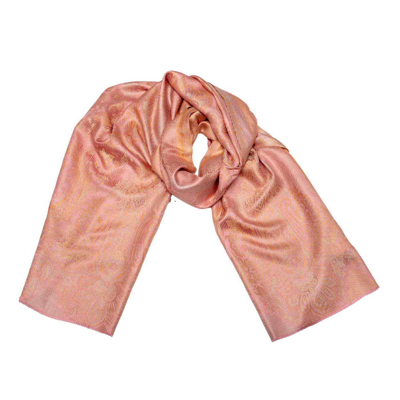 Gewebter Seidenschal Elegante Farbpalette in Apricot, Rosa und Beige shirinsehan.com