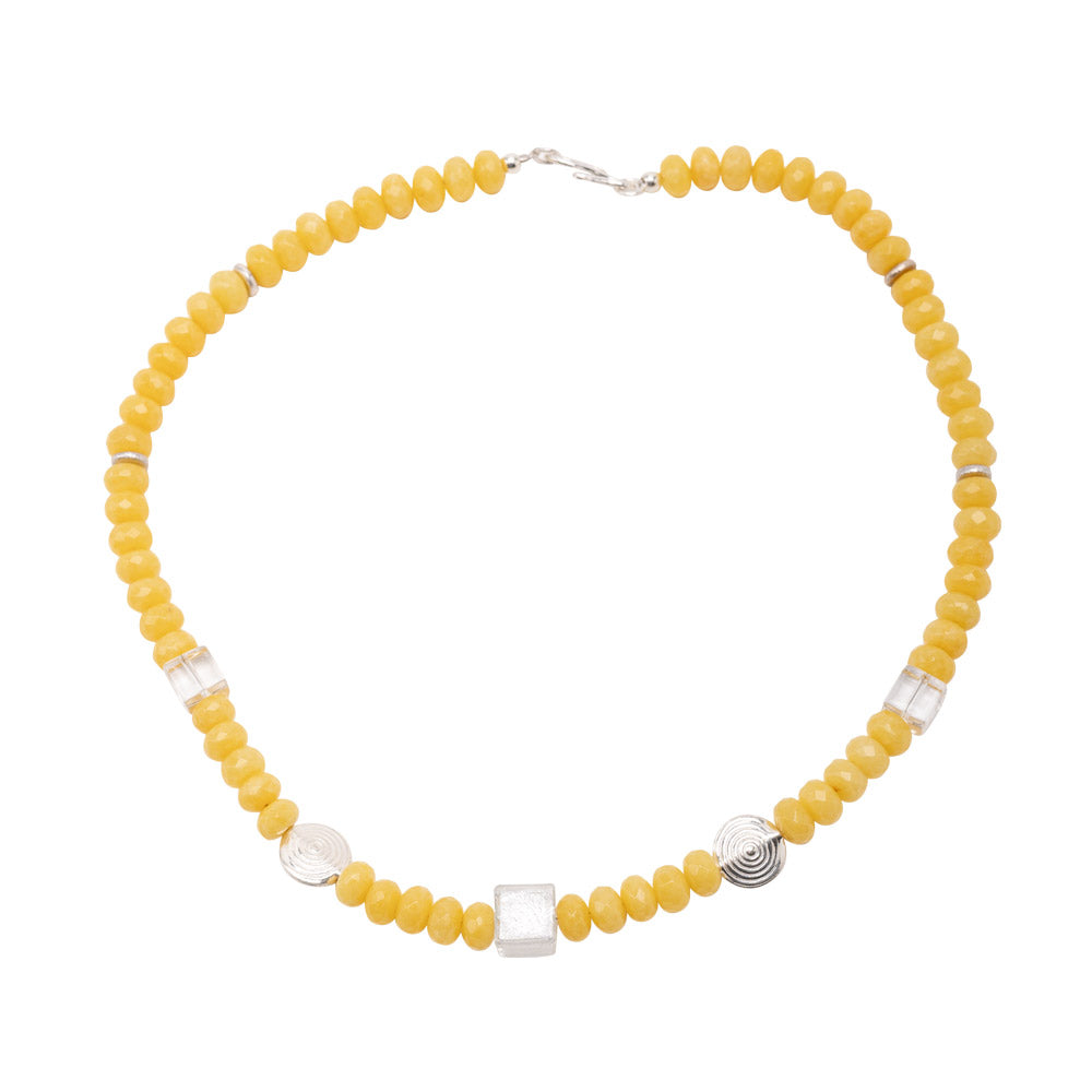 Collier Priya gelber Achat und Bergkristall shirinsehan.com