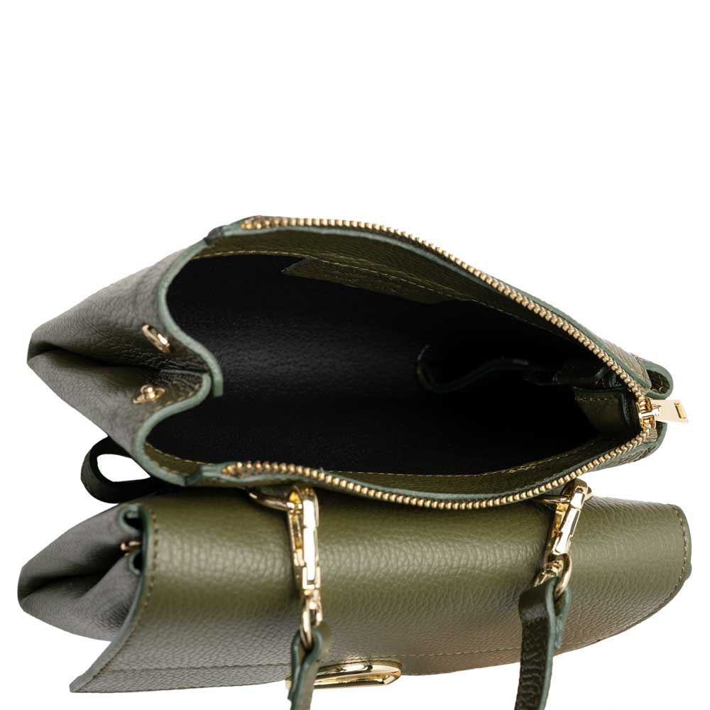 Schultertasche Franca aus Leder Olive Grün shirinsehan.com