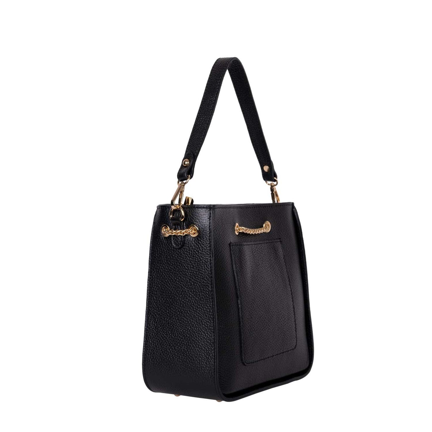 Verzierte Schultertasche Yara aus Leder in Schwarz shirinsehan.com